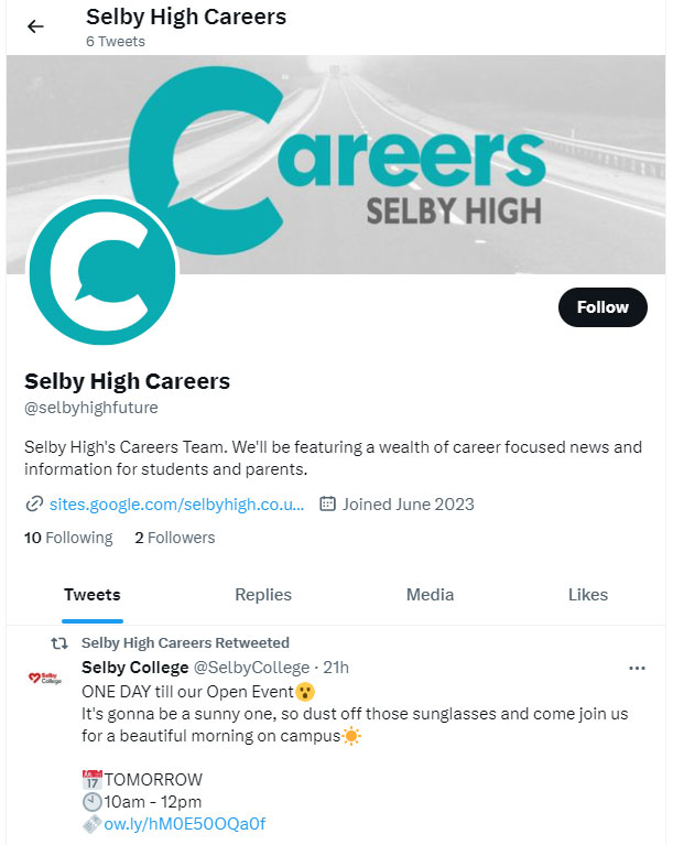 Selby High Careers on Twitter